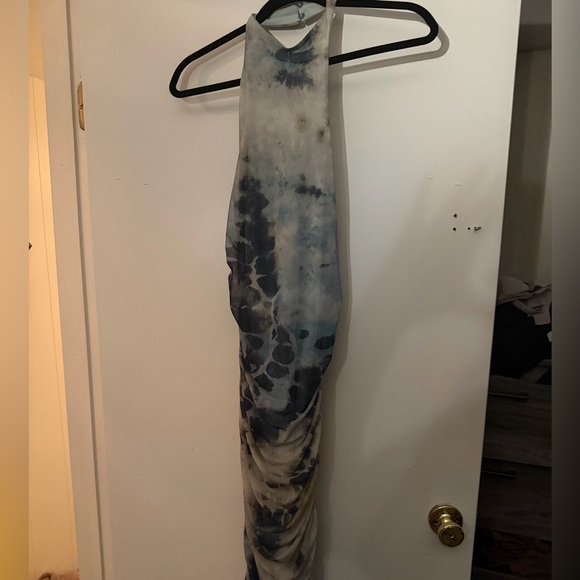 Zara Blue and Green Tie-Dye Midi Dress - Picture 2 of 4